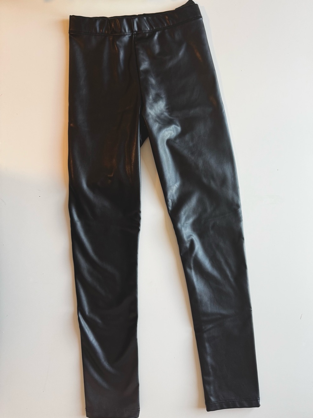 H&M Black Faux Leather Leggings with Elastic Waist